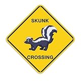 Oksinity Skunk Crossing Sign 12x12 Inch Skunk Caution Metal Tin Sign for Roadside Safety, Outdoor Animal Alert Signs