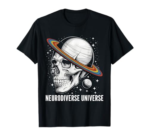 Neurodiverse Universe Skull Space Neurodiversity Awareness t-shirt, Preto, S