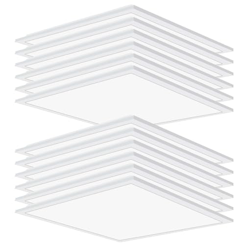 12-Pack 2x2 LED Flat Panel Light, 5000K Daylight White, 45W/5800 Lumens,110-277V Recessed Edge-Lit Drop Ceiling Flat Panel Light, 2x2 LED Troffer Fixture for Office Kitchen 0-10V Dimmable, ETL Listed