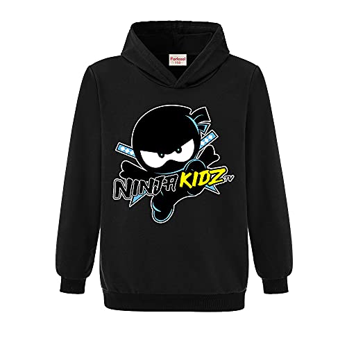 Image of Forlcool Kids sports hoodie Girl Print Jumper Boys Top (as8, age, 3_years, 4_years, regular, Black)