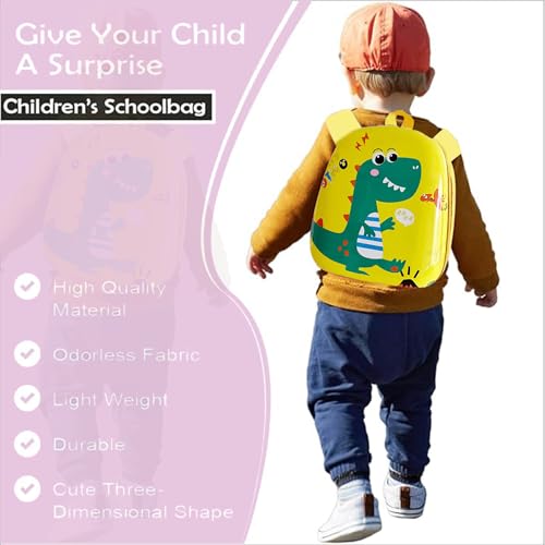 Image of BabyMoon Eggshell Multipurpose Kids Backpack | Children's School Bag for Boys & Girl's | Kids Travel Backpack | Dinosaur Yellow