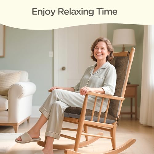MineCozy Rocking Chair Cushion Indoor Extra Large Rocking Chair Pads High Back Non Slip Textured Seat and Back Cushion Set with Ties for Wooden Rocker 1 Pack 20x20 Inch Coffee - Image 2