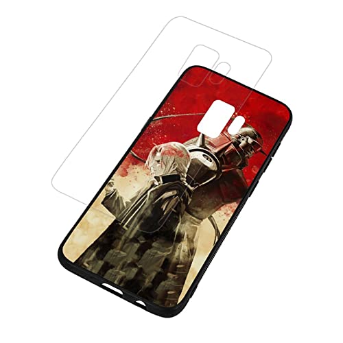 Cover For Samsung S9 Phone Case Silicone Tpu +Glass Tempered Glass Back Anime Full Metal Alchemist Phone Cases #TOP1