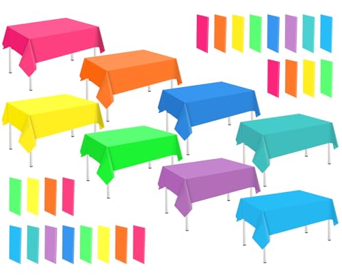 Whaline 32Pcs Neon Color Plastic Tablecloth...