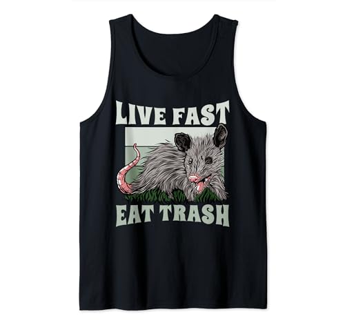 Camiseta Live Fast Eat Trash Funny Possum Retro Opossum Camiseta sin Mangas