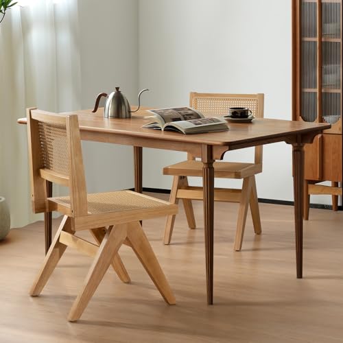 Comfy to go Rattan Dining Room Chairs Set of 2, Mid-Century Modern Kitchen Chairs for Dining