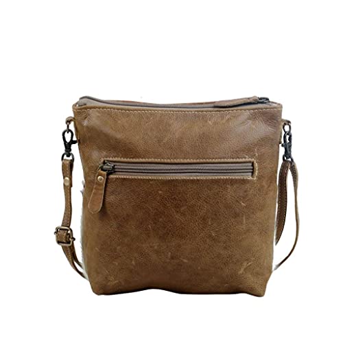 Myra Bag Engraved Crossbody Bag Upcycled Cowhide & Leather S-28773