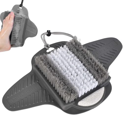 Brosse Pieds Douche - Tapis de Douche et Nettoyeur de Pieds avec Pierre Ponce, Masseur de Pieds avec Ventouses Antidérapantes,Laveur de Pieds de Douche Idéal pour le Gommage et Massage des Pieds