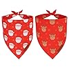 ADOGGYGO Pañuelos rojos de Navidad para perros, bufanda para mascotas con estampado de renos de Papá Noel, tela duradera de alta calidad, bandanas rojas de Navidad para perros medianos y grandes