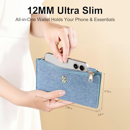 Image of Travelambo Leather Wallets for Women Slim RFID Blocking Bifold Credit Card Holder Wallet