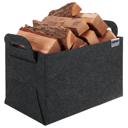 COM FOUR® Bolsa de fieltro XXL para compras   bolsas de transporte para periódicos, papel usado y compras   bolsa de leña para leña   bolsa de compras (01 pieza antracita 44x31cm)