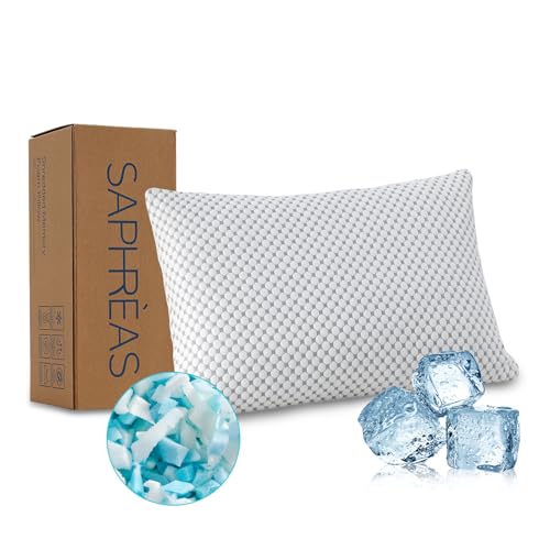 SAPHREAS Cooling Bed Pillows Standard for Sleeping, Luxury Hotel Shredded Memory Foam Pillows for Side Back Stomach Sleepers, Cool Firm Pillow for Neck Support