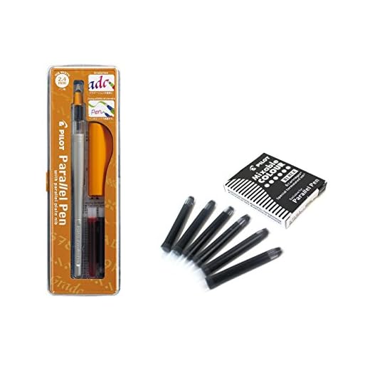 Lote 1 Pluma Caligráfica Pilot Parallel Pen plumin 2.4 mm Recargable + Caja con 6 Recambios Color Negro Pluma Pilot Parallel Pen