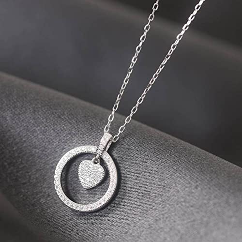 Collier clavicule chaîne cercle creux cœur strass scintillant
