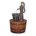 Design Toscano SS11155 Water Fountain - Cistern Well Pump Wood Barrel Garden Decor Fountain - Outdoor Water Feature,full color
