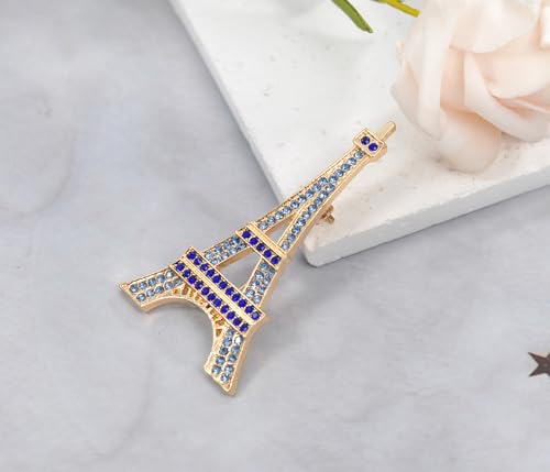 Image of Gyn&Joy Clear Crystal Rhinestones Eiffel Tower Fashion Brooch Pin