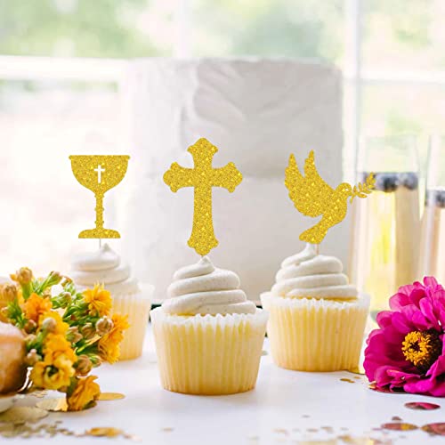 Taufe Cupcake Topper Set - Elegante Kuchen Deko Für Taufen & Kommunion