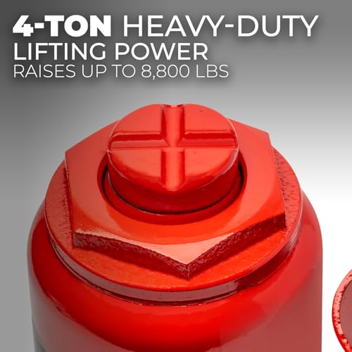 Image of XtremepowerUS Bottle Jack 4 Ton (8,800 LBs) Hydraulic Car Jack with Pump Handle, Fit Use for Cars Automotive Sedans, Red