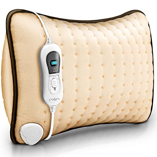 sinnlein Almohadilla Eléctrico con Relleno 100 W | Cojín Térmica Espalda, Hombros y Cuello | Almohada Eléctrica con 3 Niveles de Temperatura y Apagado Automático (Beige)