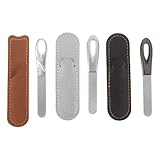 SOIMISS Limas de Uñas de Doble Cara de Acero Inoxidable, 3 Piezas con Funda de Pu Antideslizante para Manos y Pies, Herramientas Portátiles para Manicura y Pedicura en Casa y Viaje
