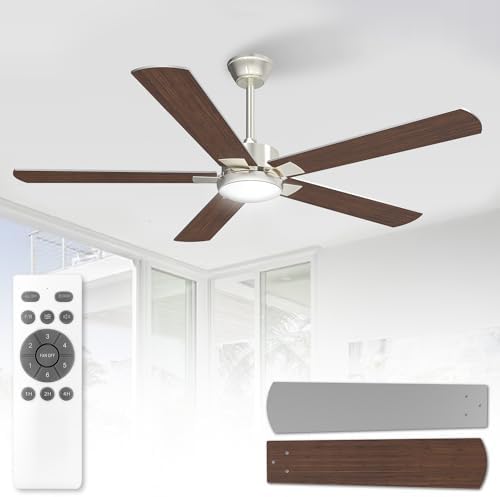 ORTHLAND Quiet 132 cm Ceiling Fan with Lighting, Large Ceiling Fan with Light and Remote Control, LED Lamp with Fan for Bedroom, Patio, Children's Room, Reversible DC Motor