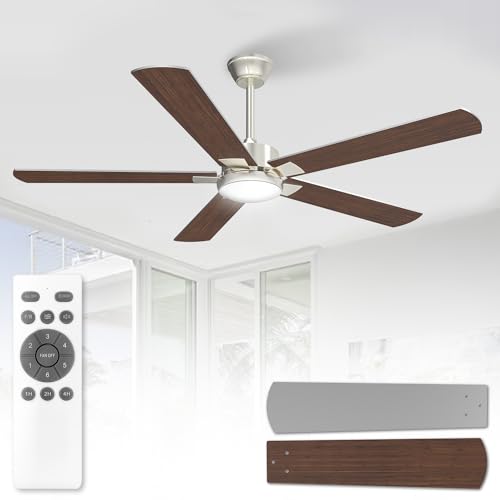 Orthland Silencioso 132cm Ventilador de Techo con Luz, 5 Aspas Grande Ventilador Techo con Mando a Distancia y Reversibles Motor DC, LED Lampara Ventilador Techo para Dormitorio, Salon, 6 Velocidades
