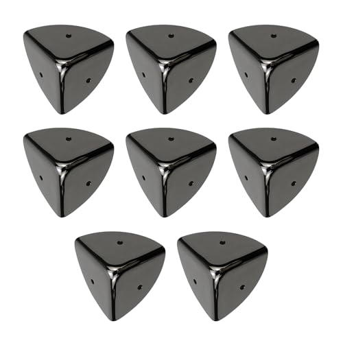 HEVSTIL 8Pack Black Vintage Box Cabinet Corner Protection,Triangle Box Table Cabinet Corner with Screws Wood Box Edge Cover Safety Guard Furniture Corner Protector
