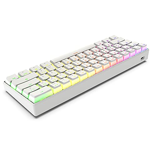 Image of GK GAMAKAY Mk61 Wired Mechanical Keyboard,Compact Keyboard Gateron Optical Switch Pbt Pudding Keycaps,Waterproof Rgb Backlit Programmable Hot Swappable Gaming Keyboard (Yellow Switch V2,White)