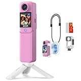 SJCAM C300 4K vlogカメラ C300Pocket｜防水30M｜7時間持続バッテリー｜デュアルタッチスクリーン｜154°視野角ポケットハンドヘルドカメラ｜6軸安定化POVカメラ｜8倍ズームウェアラブルボディカム｜ビデオログカメラ｜三脚 磁気吸着ストラップ 64GBカード｜濃いピンク