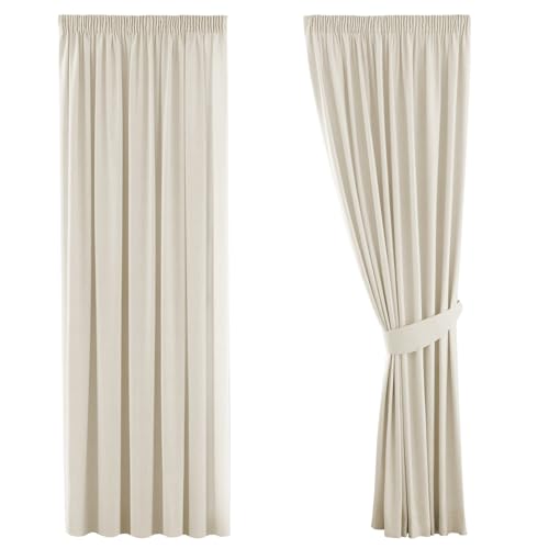 H.Versailtex Blackout Premium Soft and Rich Room Darkening Curtain Drapes, Solid Beige Thermal Curtain Draperies for Bedroom/Living Room, Energy Saving&Noise Reducting, 66" Width x 54" Drop, 2 Panels - Cosy Home Interiors H.Versailtex Blackout Premium Soft and Rich Room Darkening Curtain Drapes, Solid Beige Thermal Curtain Draperies for Bedroom/Living Room, Energy Saving&Noise Reducting, 66" Width x 54" Drop, 2 Panels