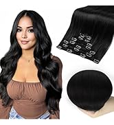 Full Shine Clip in Hair Extensions Black Hair Extensions Real Human Hair Clip ins Thick Double We...