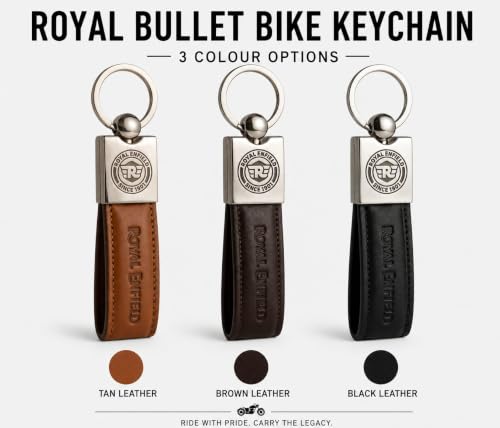 Image of Leather Strap Keychain, Embossed Logo Design, Durable Premium Key Ring for Bike Lovers & Gift Use
