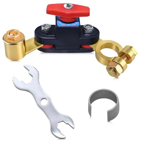 Car Battery Power Cut-Off Switch Breaker 12V/24V Battery Isolator Switch Heavy-Duty Brass Adjustable Battery Disconnect Switch Smart Car Battery Disconnect for Truck Boat Rv Supplies