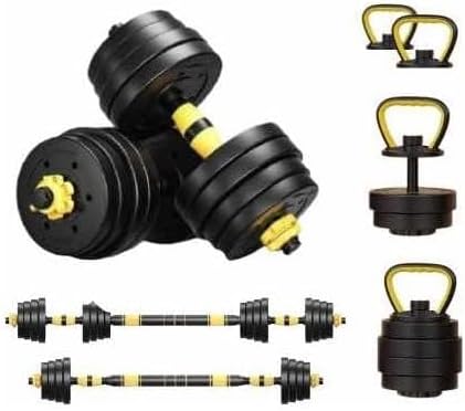 Kit Halteres 6 Em 1 Peso Musculação 20kg Ajustável Preto