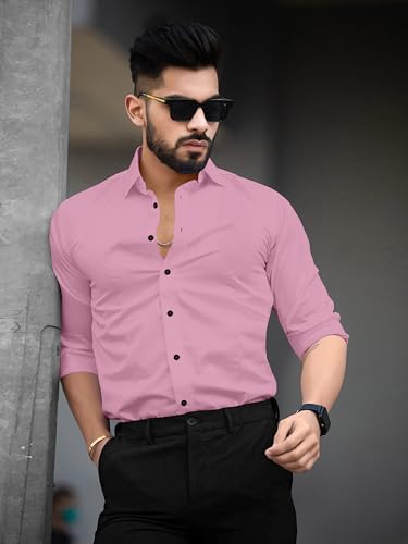 Image of Men's Cotton Solid Full Sleeves Regular Fit Formal Shirt