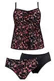 verstellbare Träger Ulla Popken Damen große Größen Tankini schwarz 46 748012 10-46