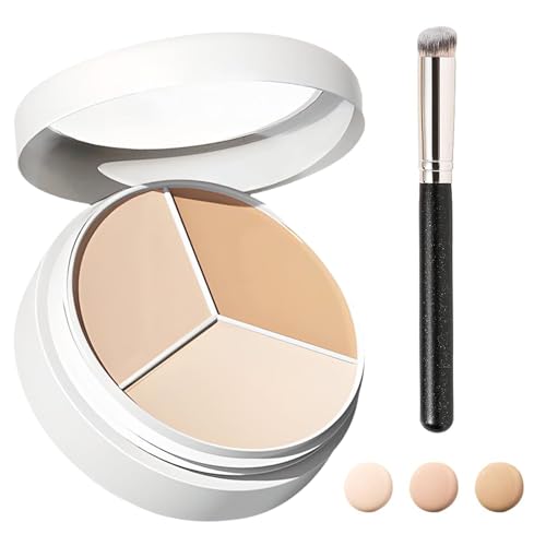 ZOMKIFA Palette 3-in-1 Correttore, 3 colori crema correttore con pennello 270, waterproof lunga tenuta, alta coprenza per occhiaie, trucco per tutti tipi di pelle