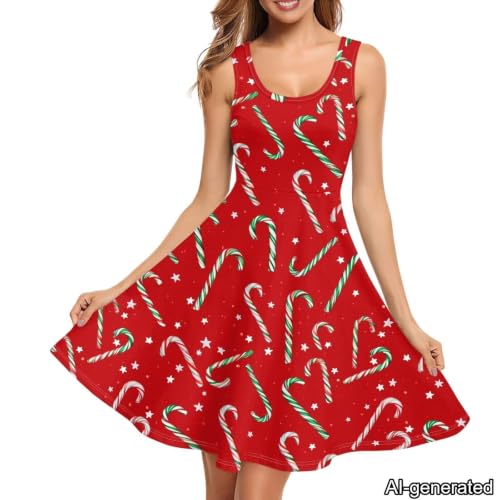 Image of Dreaweet Casual Sleeveless Dresses for Women Girls, Round Neck Tank Dresses with Pockets Summer Sundress Size XS-4XL