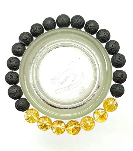 Bracelet perles de lave et citrine 8mm idée cadeau d'anniversaire mixte