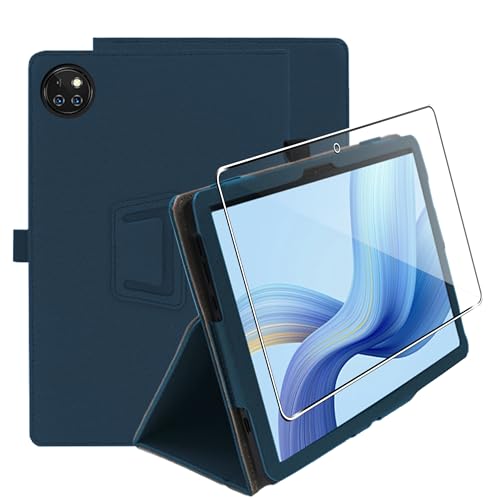 zZjoOoj Hülle Compatible with DOOGEE T10W 10 Zoll Tablet Schutzhülle,Tablet Protection Bundle with 1 Stück 9H Härte Anti-Kratzen Folie, Vertical Stand Function,Marineblau