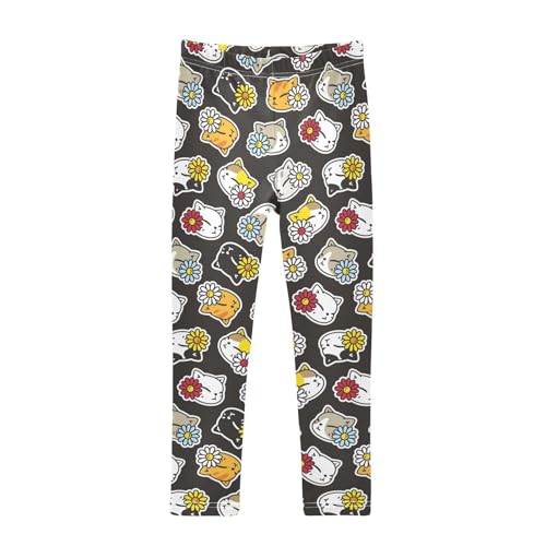 Girls Leggings Kitten and Daisy Flower Toddler Girls Clothes Leggings for Girls Toddler Girls Leggings 3-4T