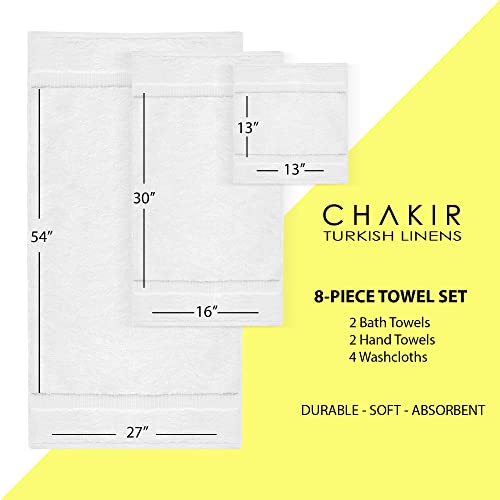 Chakir Turkish Linens Türkische Handtücher in Hotel- und Spa-Qualität, 100% Baumwolle, weich und saugfähig, 8-teiliges Handtuch-Set, Weiß – Ansicht 6