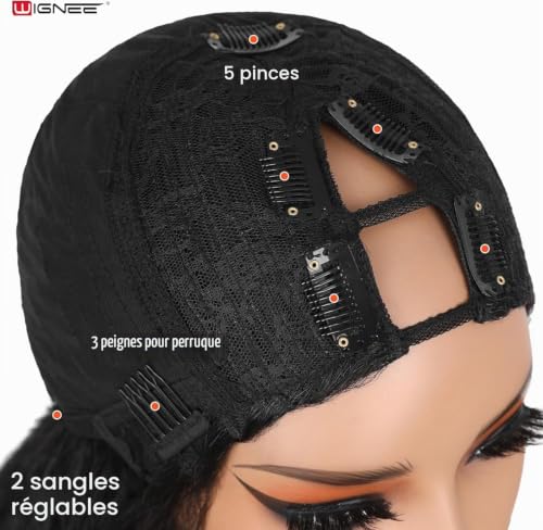 WIGNEE Perruque Yaki V Part Naturelle Boucle Retournée Usage Quotidien – vue 6