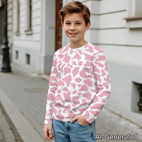 Image of Renewold Boys Girls Tees Kids T-Shirt Long Sleeve Crewneck T Shirts Casual Athletic Tops Clothing for Home School Travel