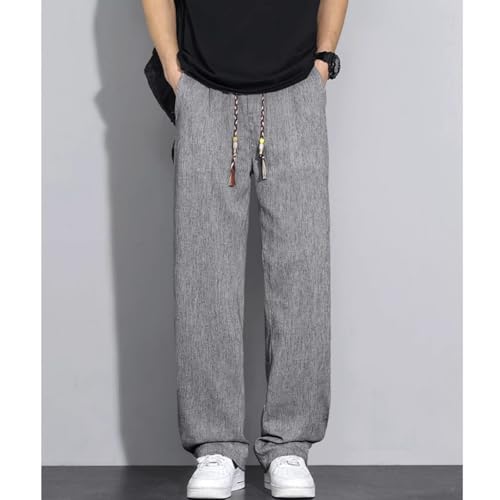 Men's Drawstring Beach Summer Pants Cotton Linen Retro Comfort Trousers for Work Business2