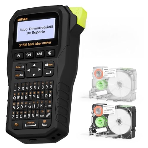 SUPVAN G15M Etiquetadora Portátil Industrial con Termoretractil para Cables y Etiquetas, Teclado QWERTY, Antirrayos UV, para Uso al Aire Libre, Industrial, Eléctrico y en Fábricas