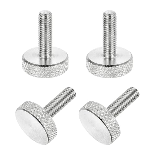 MECCANIXITY 4 Pcs M5x16mm Flat Head Knurled Thumb Screws, 304 Stainless Steel Fully Threaded Thumbscrew Bolts Fasteners for PC Computer Cases Graphics Card, Silver
