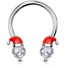 OUFER Christmas Septum Jewelry, Santa Hat Antlers Design Septum Rings 16G, 316L Stainless Steel Septum Piercing, Cartilage Helix Conch Lip Piercing Jewelry ...