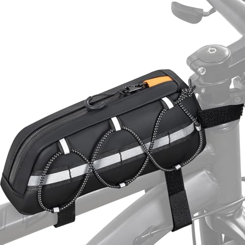 FREEAMG - FREEAMG 1L Sacoche de Cadre Vélo Étanche et Légère, Sacoche Velo de Tube Horizontale, Sac de Cadre de Vélo pour VTT, Vélo de Route, Accessoires de Vélo (Noir)