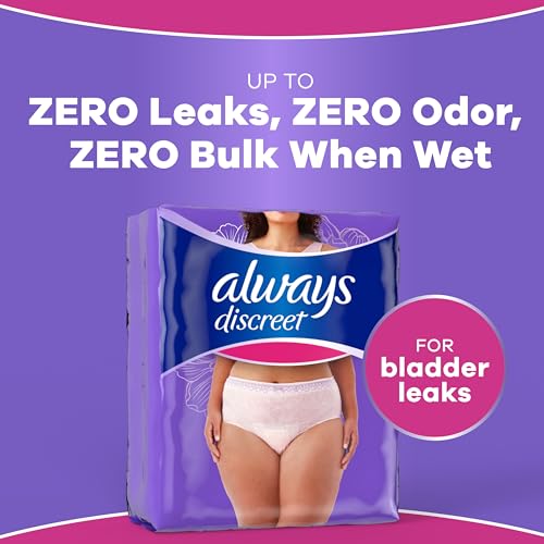 Image of Always Discreet Adult Diapers for Women, Incontinence Underwear, Postpartum Essentials, Disposable Briefs, Max Absorbency, Bladder Leak Protection, Extra Large /XL, 26ct